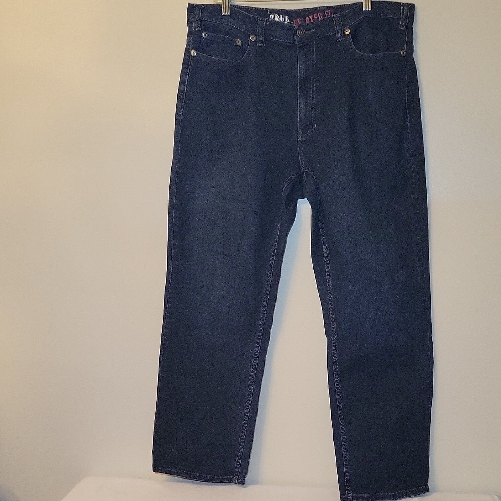 True Nation Relaxed Fit Dark Wash Blue Denim Jeans 40x32 Mens Straight Leg